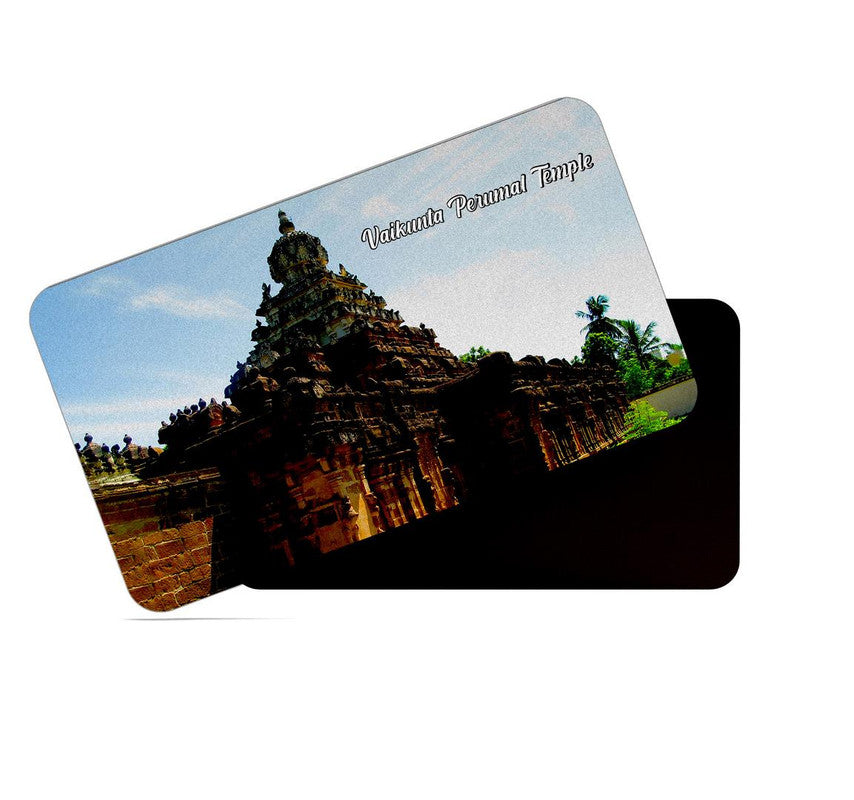 dhcrafts Rectangular Rubber Fridge Magnet / Magnetic Card Multicolor Tamil Nadu Vaikunta Perumal Temple Design Pack of 1 (8.6cm x 5.4cm)